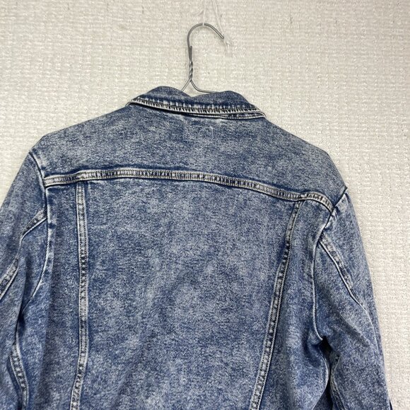 Y2K Wrangler Blue Denim Jean Jacket Women’s XL Trucker Distressed Pockets - Picture 11 of 14